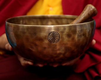 Spiritual 10 inches Full Moon Singing Bowl From Nepal-Meditation Bowl-Tibetan Singing Bowl- Blessing Bowls