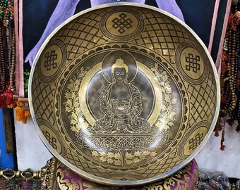 Largest 27 inch Master Healing Buddha Carving Extra Large Singing Bowl From Nepal-Meditation Bowl-Tibetan Singing Bowl- Blessing Bowls Nepal