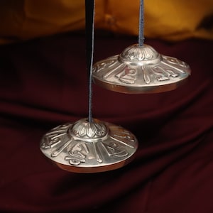 High Quality Spiritual 2.5 inches Special Mantra Carving Tingsha  From Nepal-Meditation Sound-Sound Healing-Meditation Practice