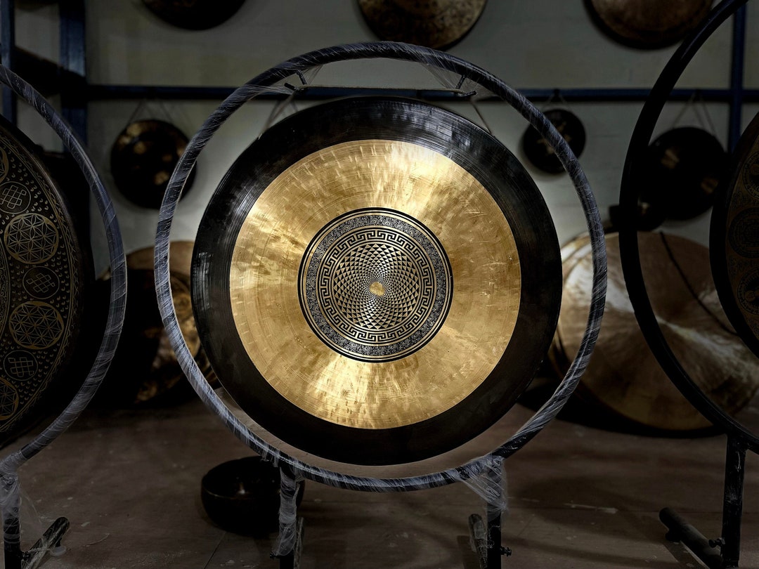 Spiritual Flower of Life Carving 50 Cm -100 Cm Large Gong From Nepal ...