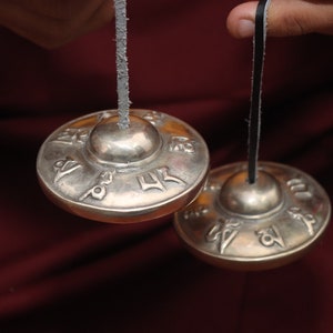 High Quality Spiritual 2.5 inches Special Mantra  Carving Tingsha  From Nepal-Meditation Sound-Sound Healing-Meditation Practice