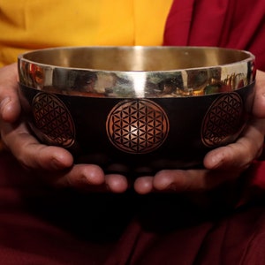 Spiritual 7 inches Special Flower of Life Carving  Singing Bowl From Nepal-Meditation Bowl-Tibetan Singing Bowl- Blessing Bowls