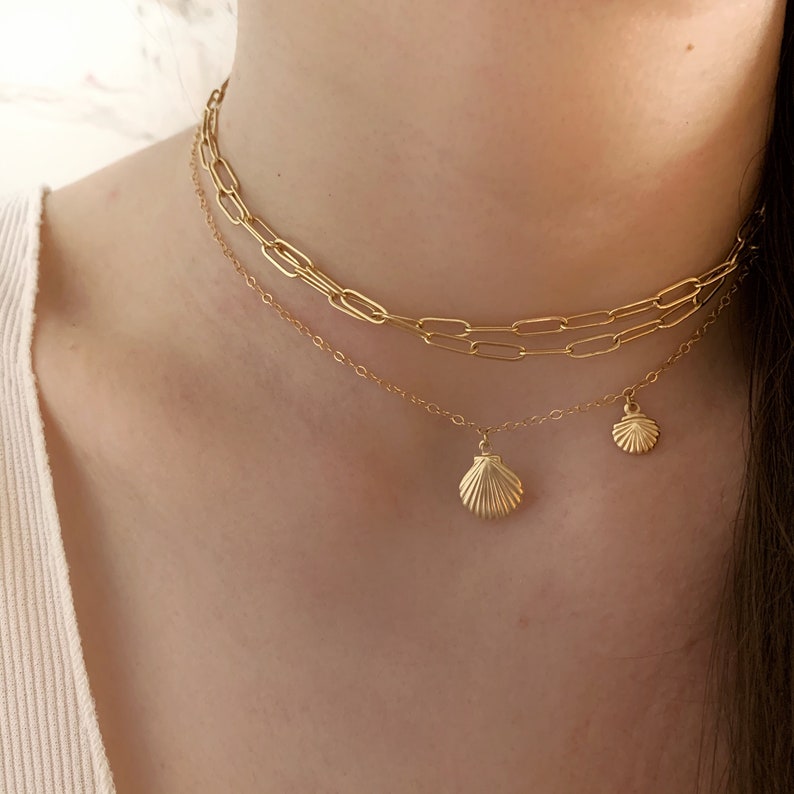 Handmade Jewelry Minimalist Women's Gift Rectangular Mesh Chain Gold Filled/Gold Filled 14K SANTA BARBARA Necklace