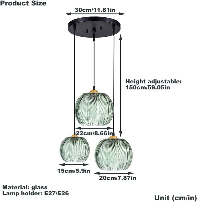 Pendant Light Nordic Glass Ball Pendant Lamp Crystal Etsy