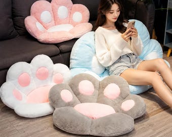 子猫の肉球型シートクッション、ぬいぐるみ、柔らかい毛皮、ホームデコレーション