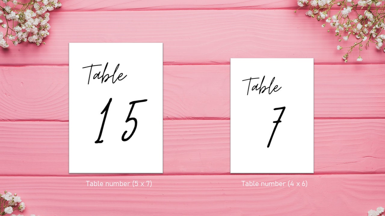 Sample Of Table Numbers Table Number Template, Minimalist, Elegant & Printable Instant Download ...