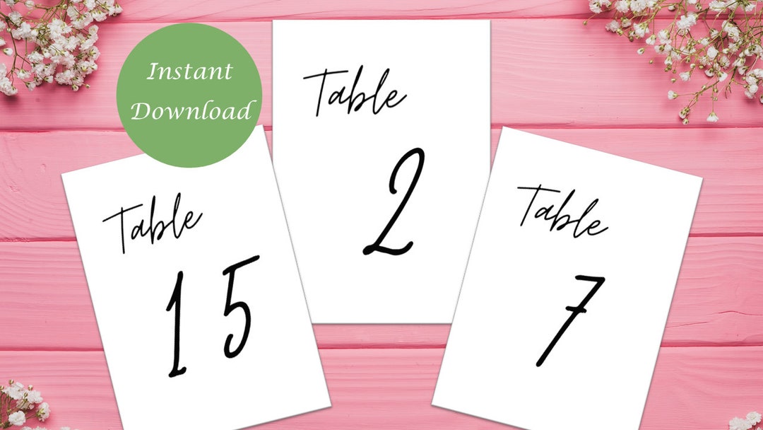 Table Number Template, Minimalist, Elegant & Printable Instant Download ...