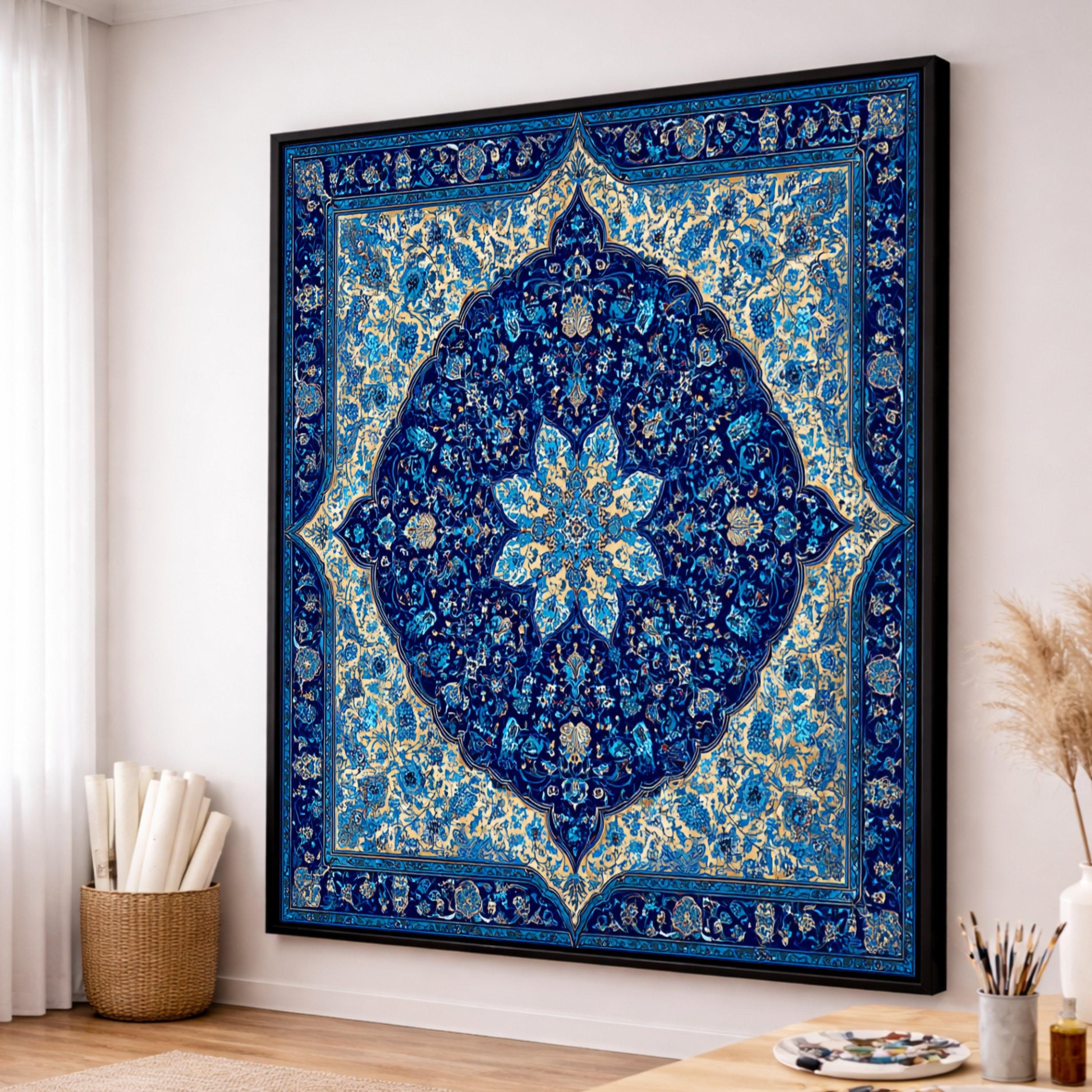 イスラム美術風 ペルシャ・パキスタン調 陶器プレート 青白デザイン Persian metal plate - Etsy 日本