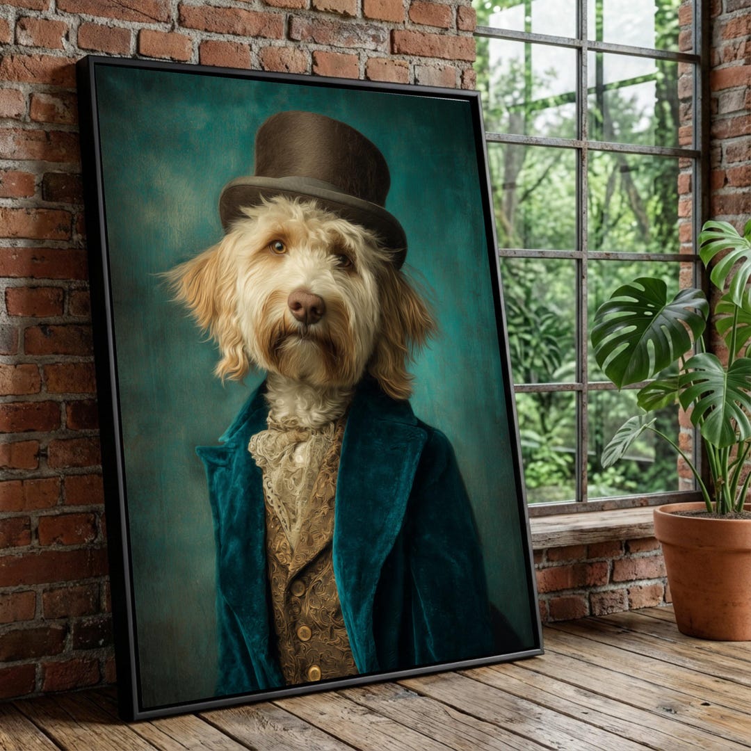 Victorian Dog Portrait Canvas, Aristocratic Animal Wall Art - Etsy
