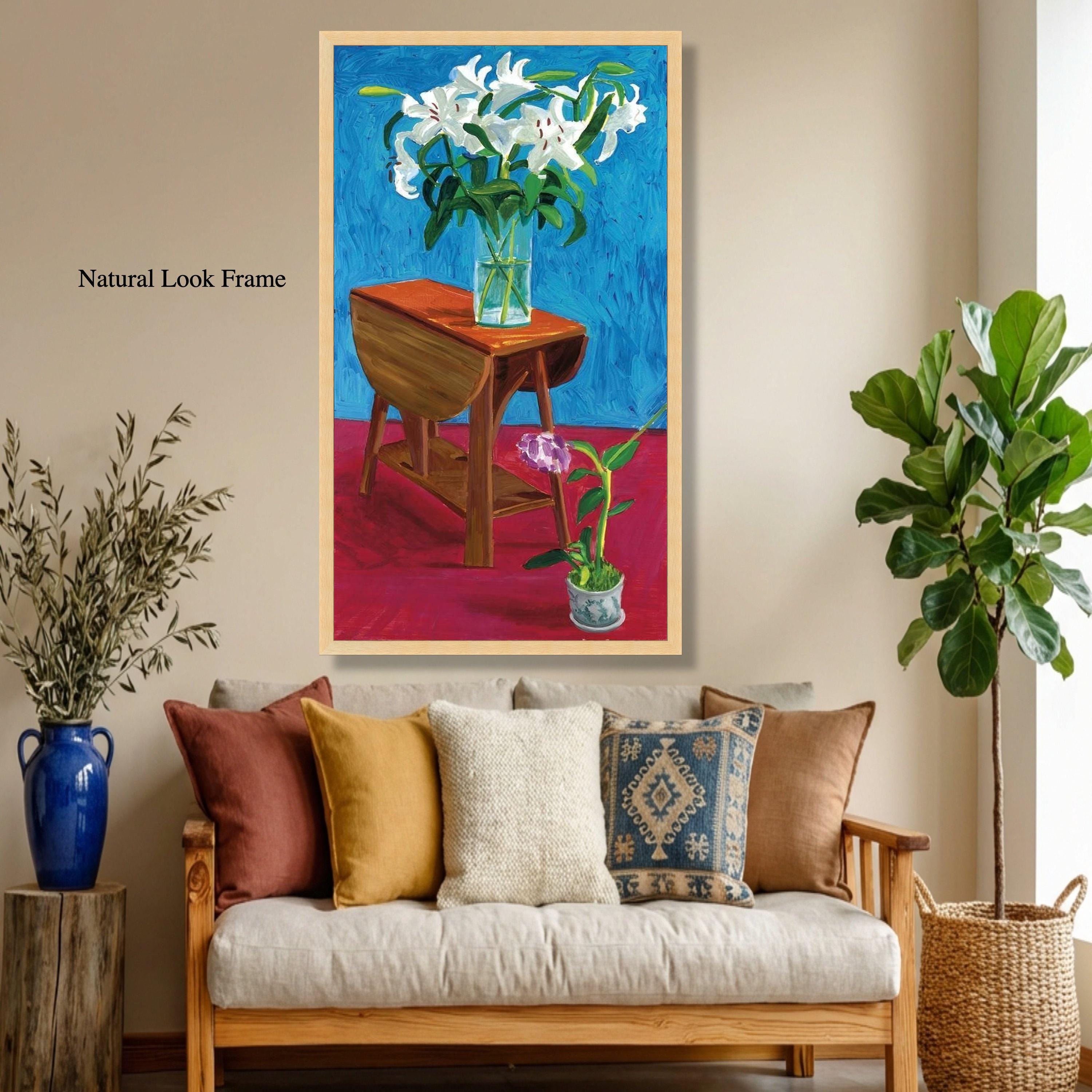 David Hockney Inspired Lily Floral Canvas Art, Modern Still Life ...