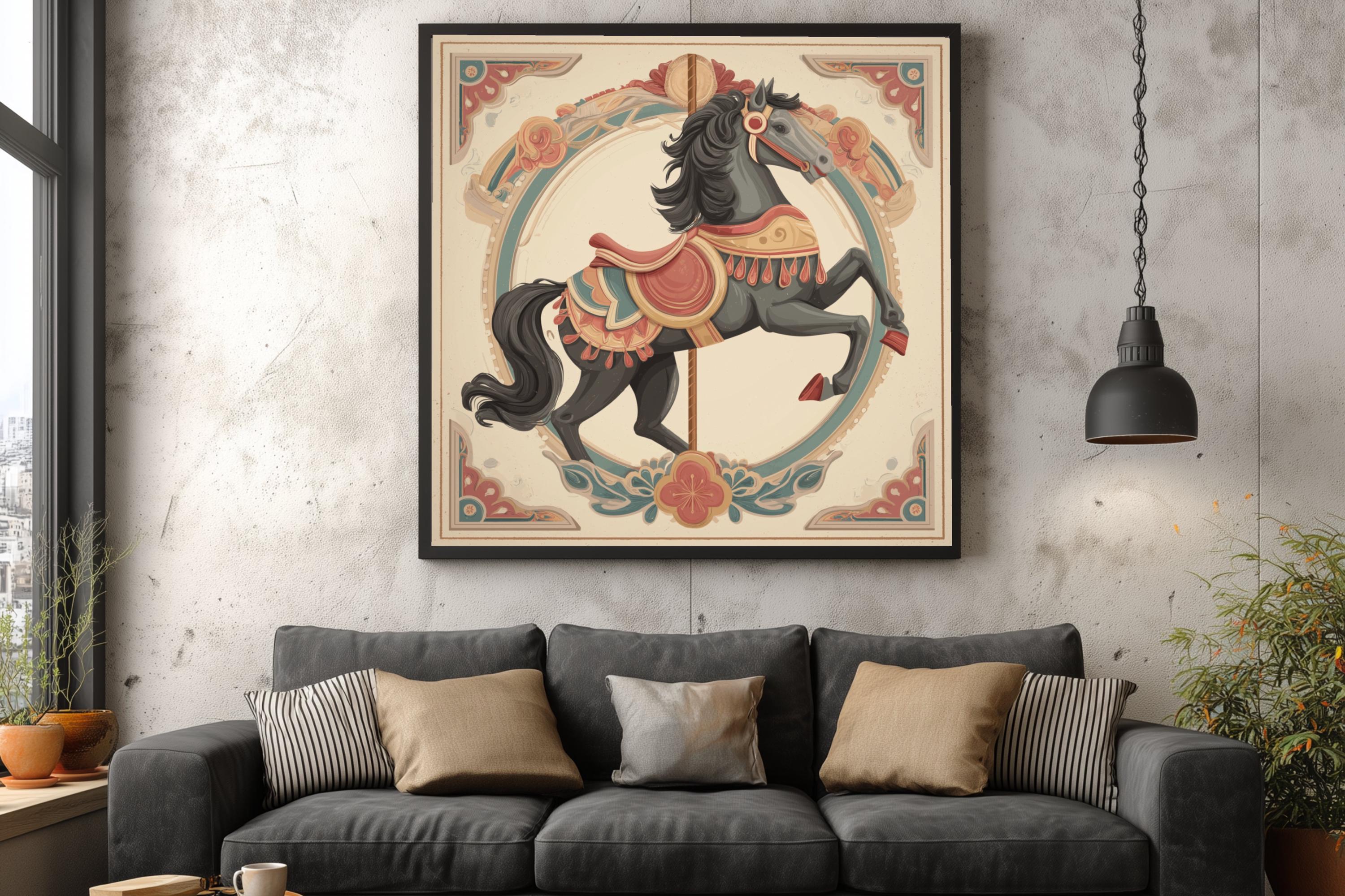 Vintage Carousel Horse Canvas Print, Fairground Wall Art - Etsy