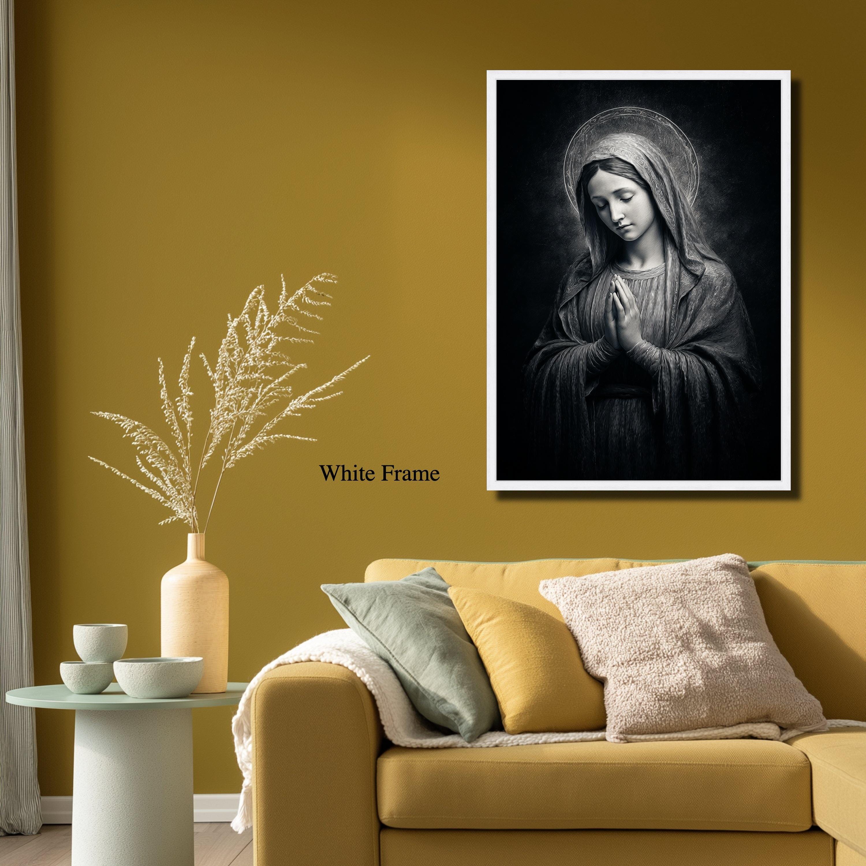 Sacred Virgin Mary Canvas Wall Art, Praying Madonna Religious Decor ...