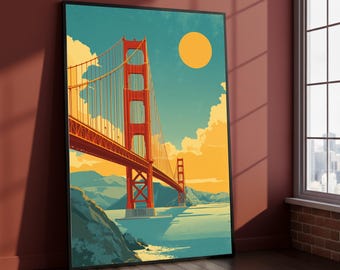 Golden Gate Bridge Canvas, Sunset San Francisco Wall Art
