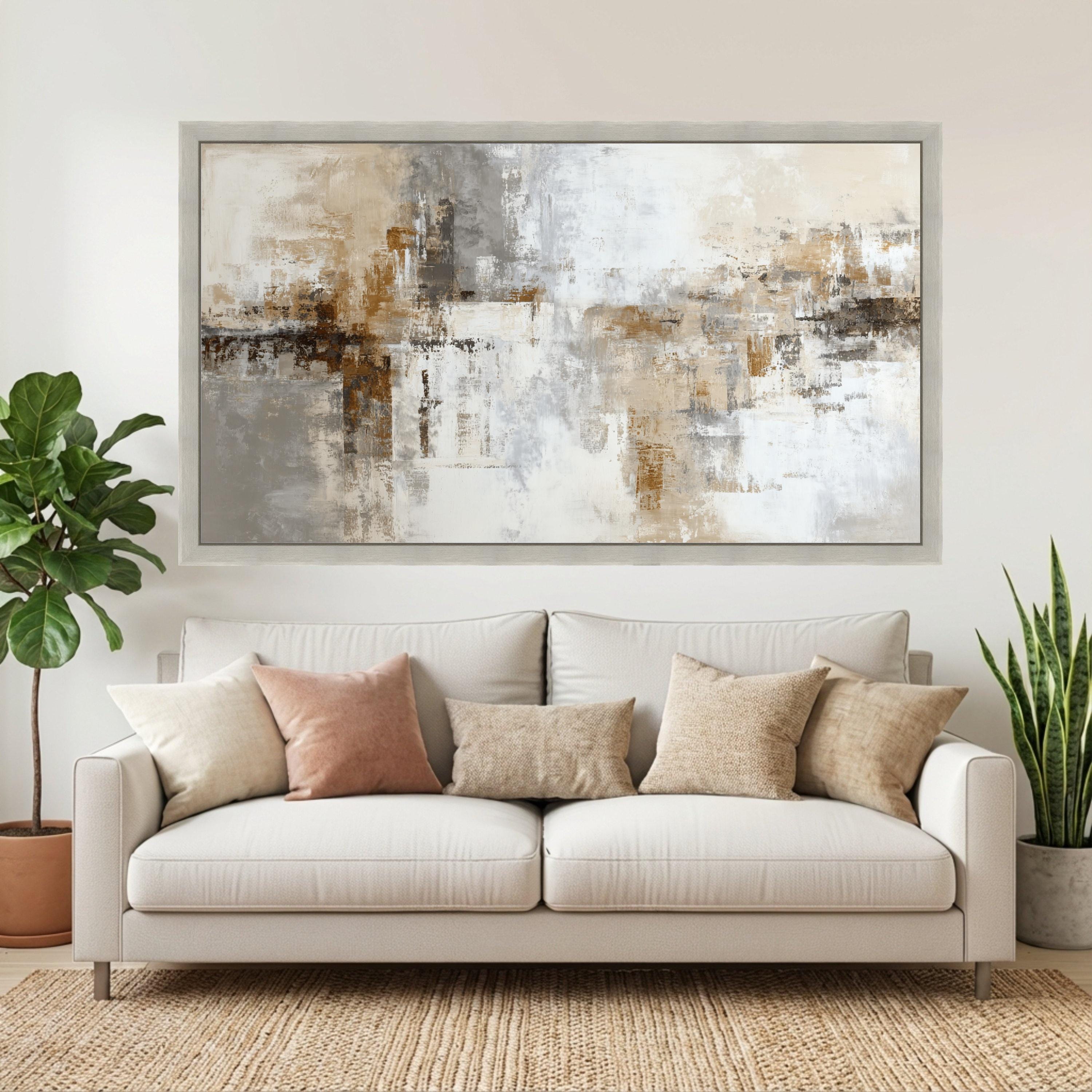 Neutral Tones Abstract Canvas, Modern Wall Art, Beige and Gray Painting ...