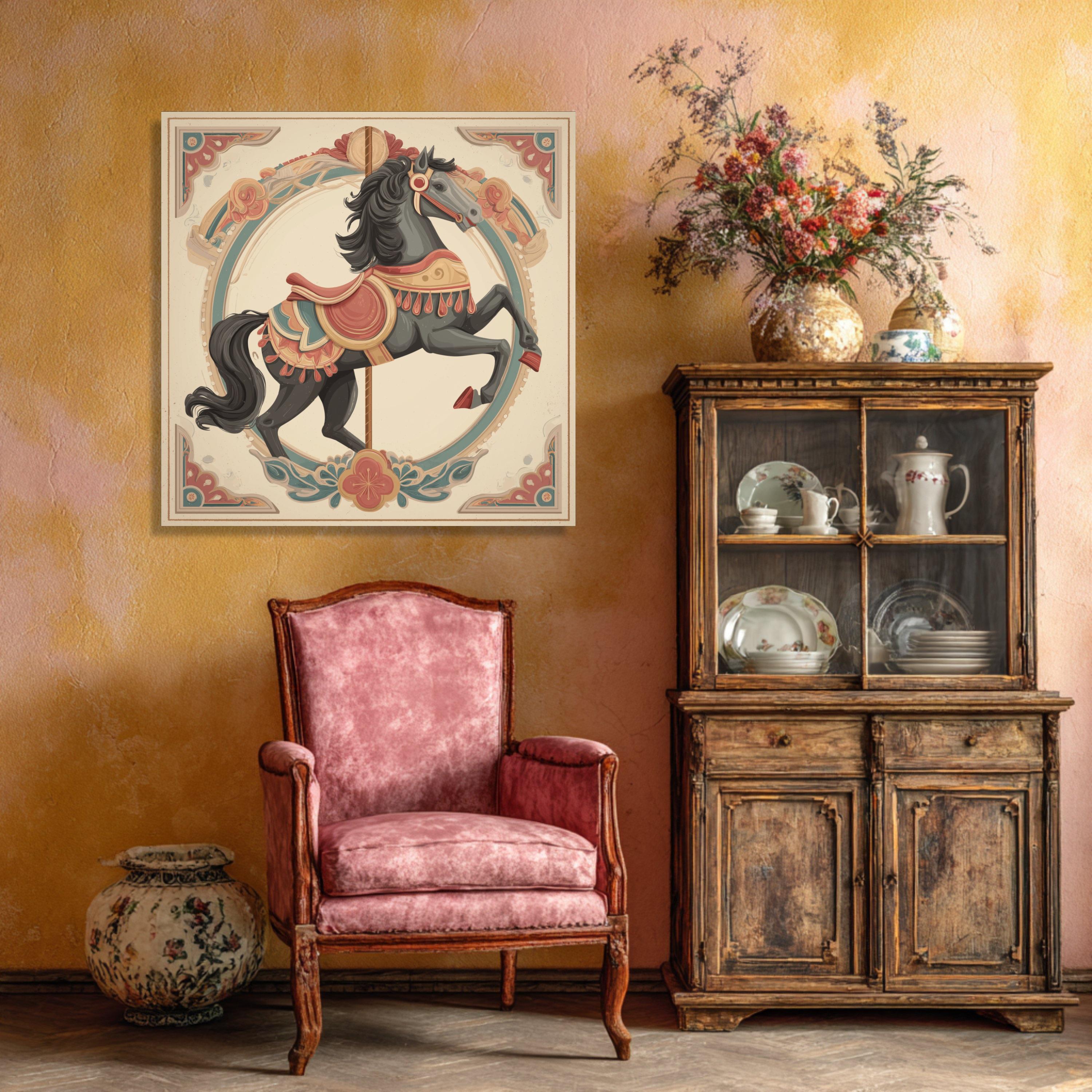 Vintage Carousel Horse Canvas Print, Fairground Wall Art - Etsy