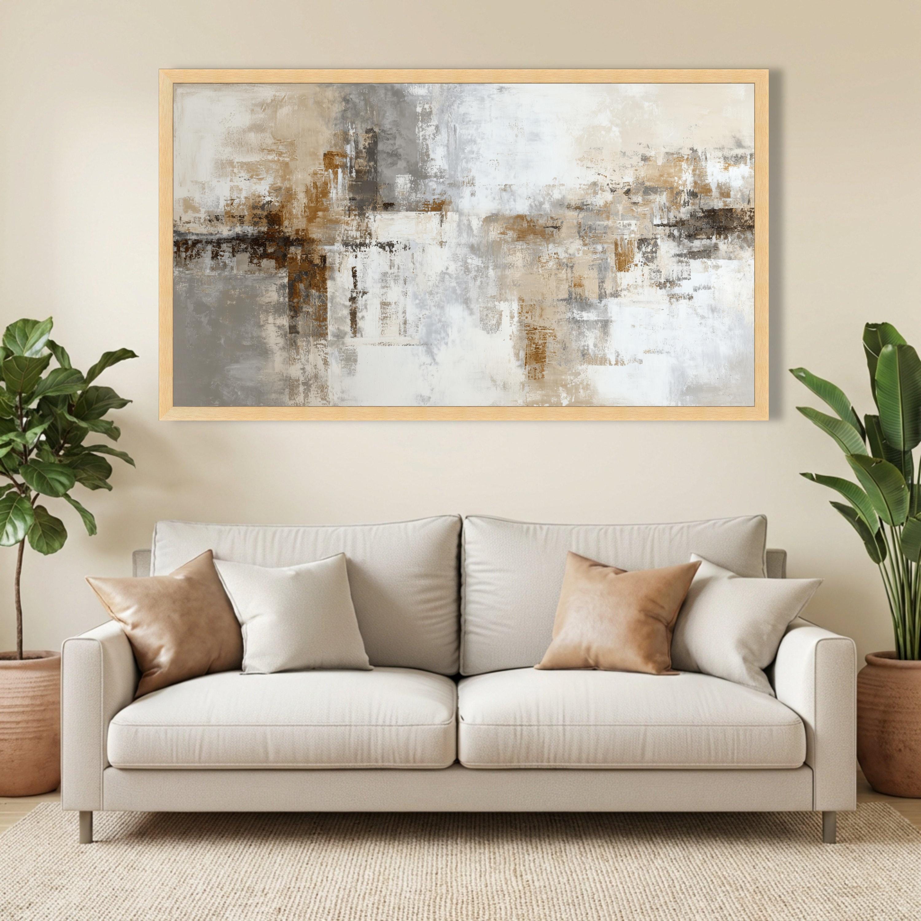 Neutral Tones Abstract Canvas, Modern Wall Art, Beige and Gray Painting ...