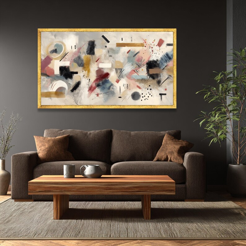 Modern Abstract Canvas Wall Art, Geometric Shapes Painting ...