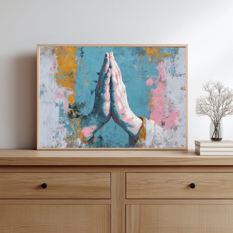 Praying Hands Canvas Wall Art, Spiritual Prayer Hands Painting ...