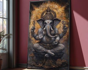 Ganesh in Bloom Canvas Print: Surreal Yoga Altar Art - Etsy