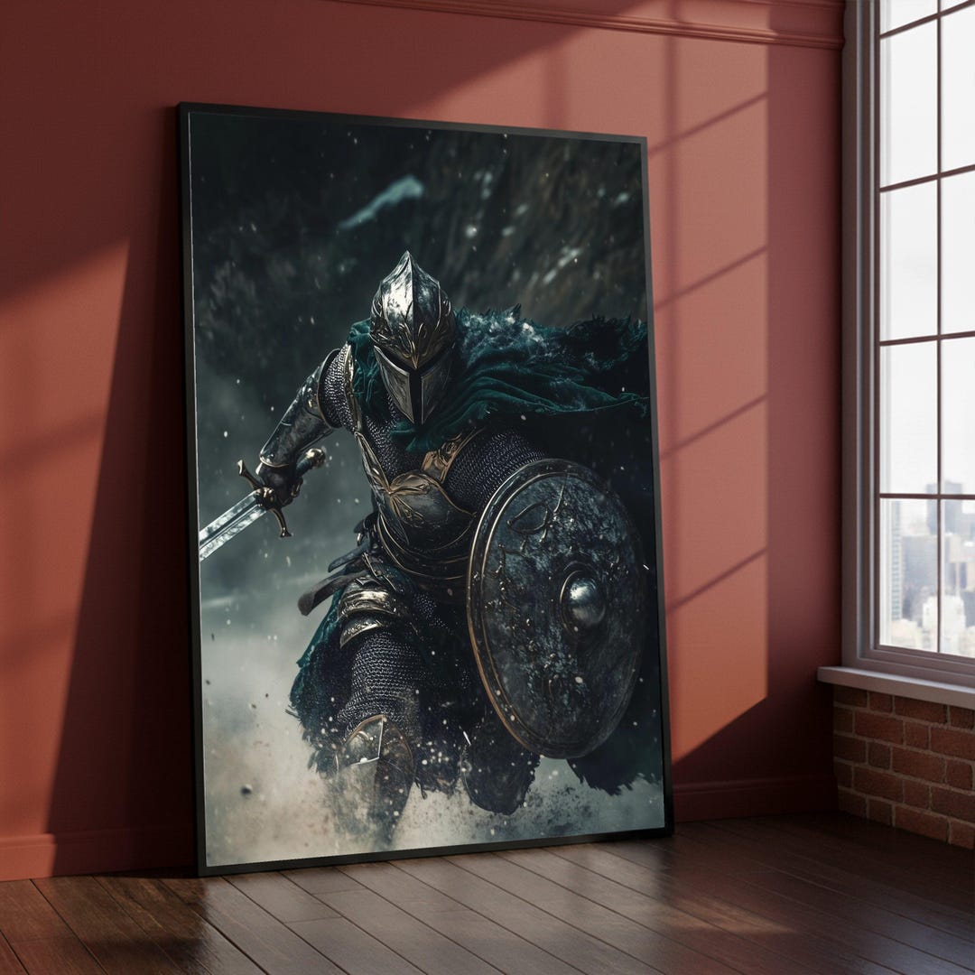 Medieval Knight Canvas Print, Armor Warrior Wall Art - Etsy