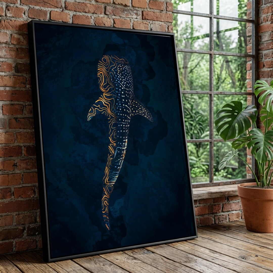 Abstract Whale Shark Canvas Wall Art, Ocean Marine Life Decor ...
