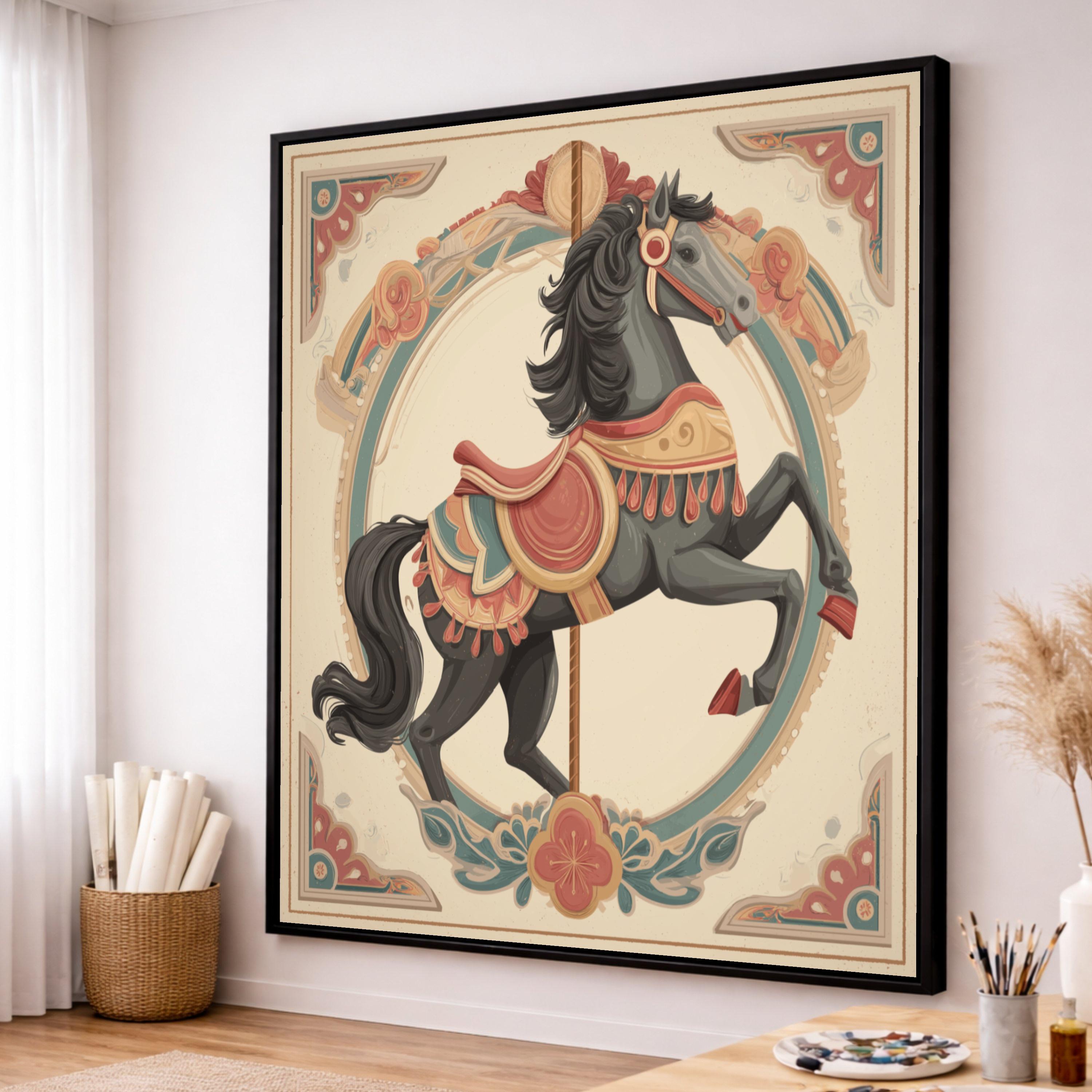 Vintage Carousel Horse Canvas Print, Fairground Wall Art - Etsy