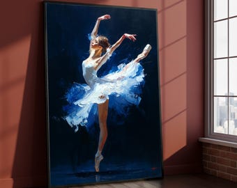 Ballerina Canvas Print, Elegant Ballet Art, Handmade Wall Decor