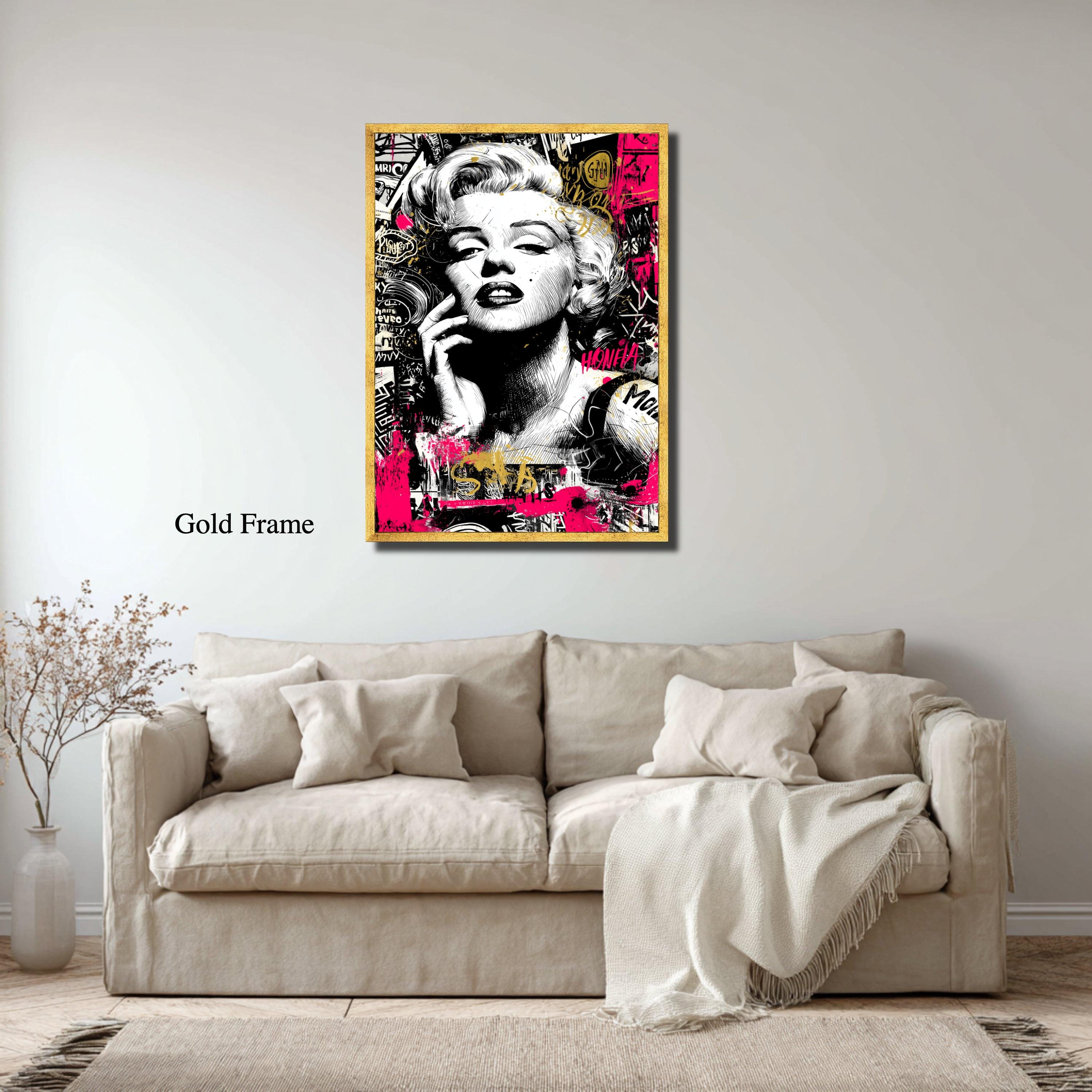 Marilyn Monroe Canvas Print, Black White Pink Graffiti Pop Art - Etsy