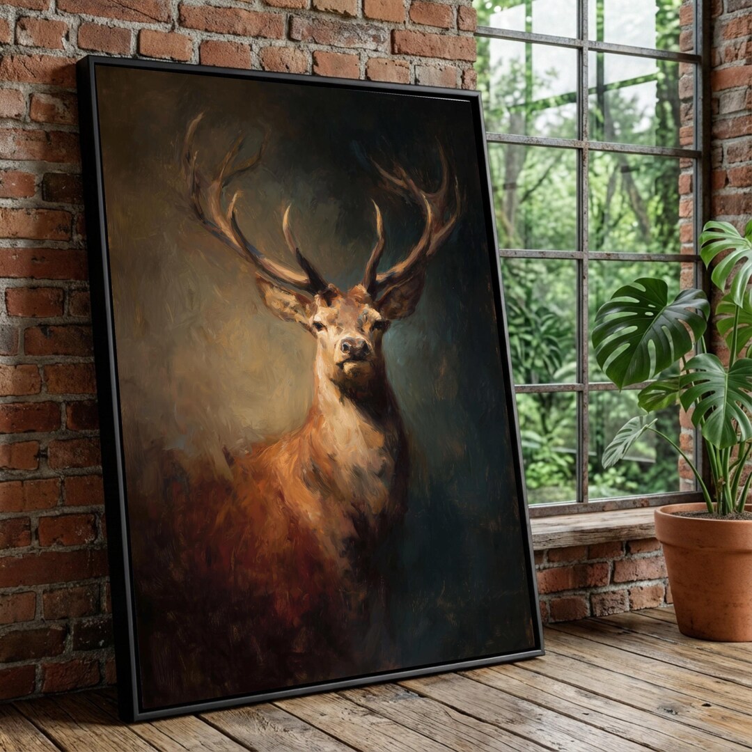 Majestic Deer Canvas Print, Rustic Wildlife Art, Stag Antlers - Etsy