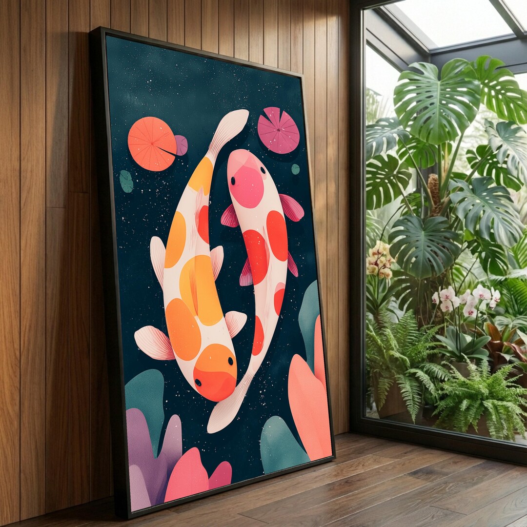 Koi Fish Canvas Print, Japanese Carp Wall Art, Modern Home Decor - Etsy