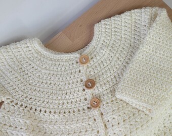 Crocheted cardigan, girl 1-2 years, off White