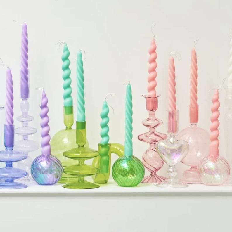 Colorful Glass Candlestick Holders Nordic Stylecandle Etsy