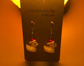 Christmas duck earrings