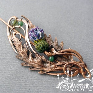 Thistle brooch copper fibula for knitted wear shawl pin nordic fantasy jewelry