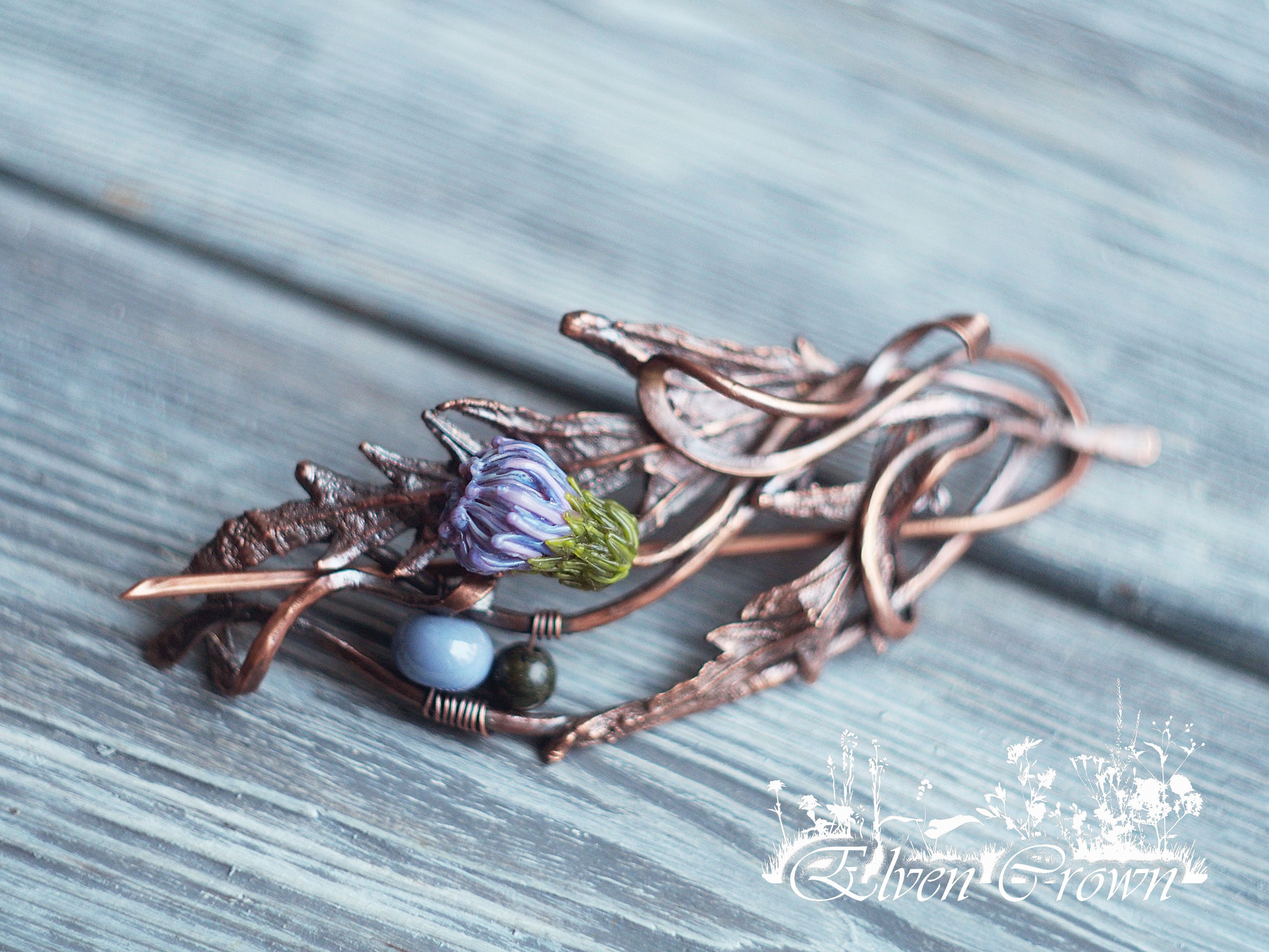 Thistle Copper Brooch Fibula Brooch Nordic Style Thistle Brooch for