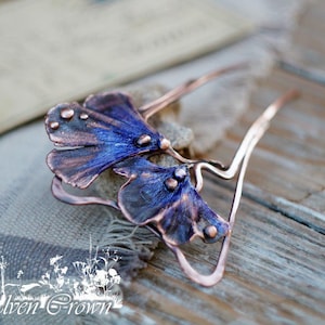 Copper hair stick art nouveau style ginkgo hairpin Edwardian inspired accessory