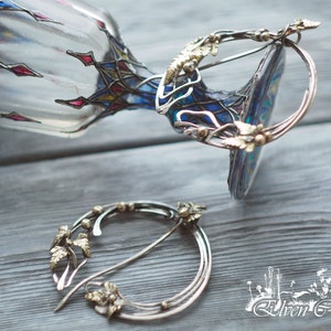 Fantasy wedding brooches elven style fibula pair for cloak or hair medieval set