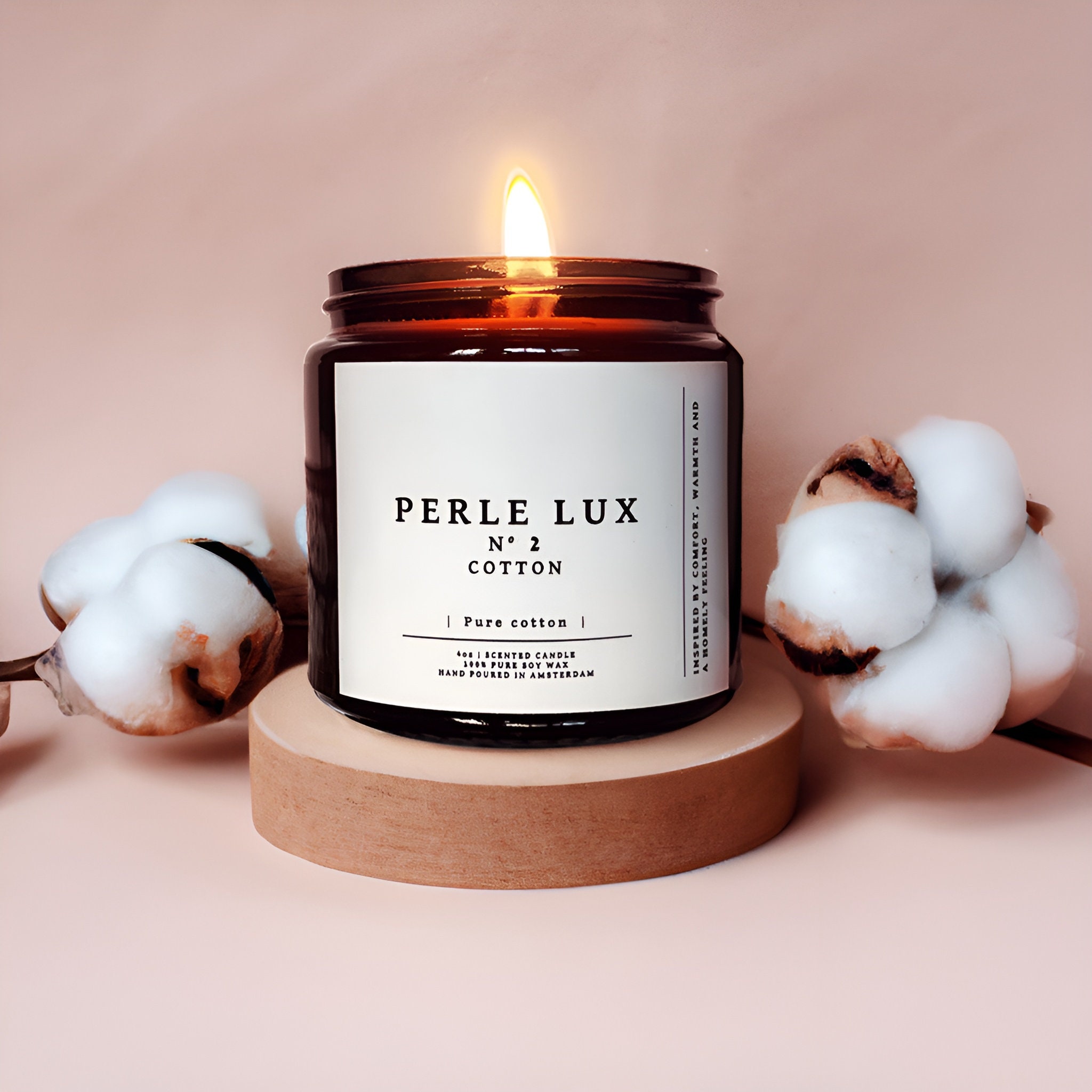 Perle Lux Coton Nº2 Bougie parfumée Cire de soja pure Inspiré par le  confort, la chaleur et un sentiment chaleureux -  France