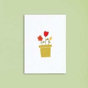 Plante en pot | Carte de voeux drôle | Carte de voeux qui respecte l'environnement | Illustration végétale | Jolie carte pour amoureux des plantes