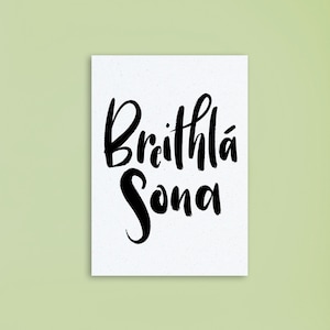Tarjeta de felicitación de cumpleaños en idioma irlandés de Breithla Sona / Tarjeta de felicitación ilustrada / Tarjeta de felicitación ecológica / Fabricada en Irlanda