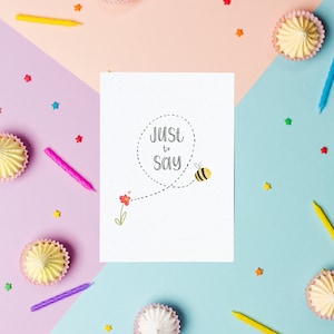 Sólo para decir / Linda tarjeta de felicitación ecológica ilustrada / Hecho en Irlanda