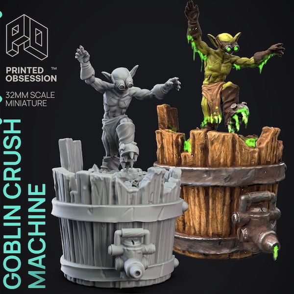 The crusher goblin - miniature - tabletop gaming - by printed obsession