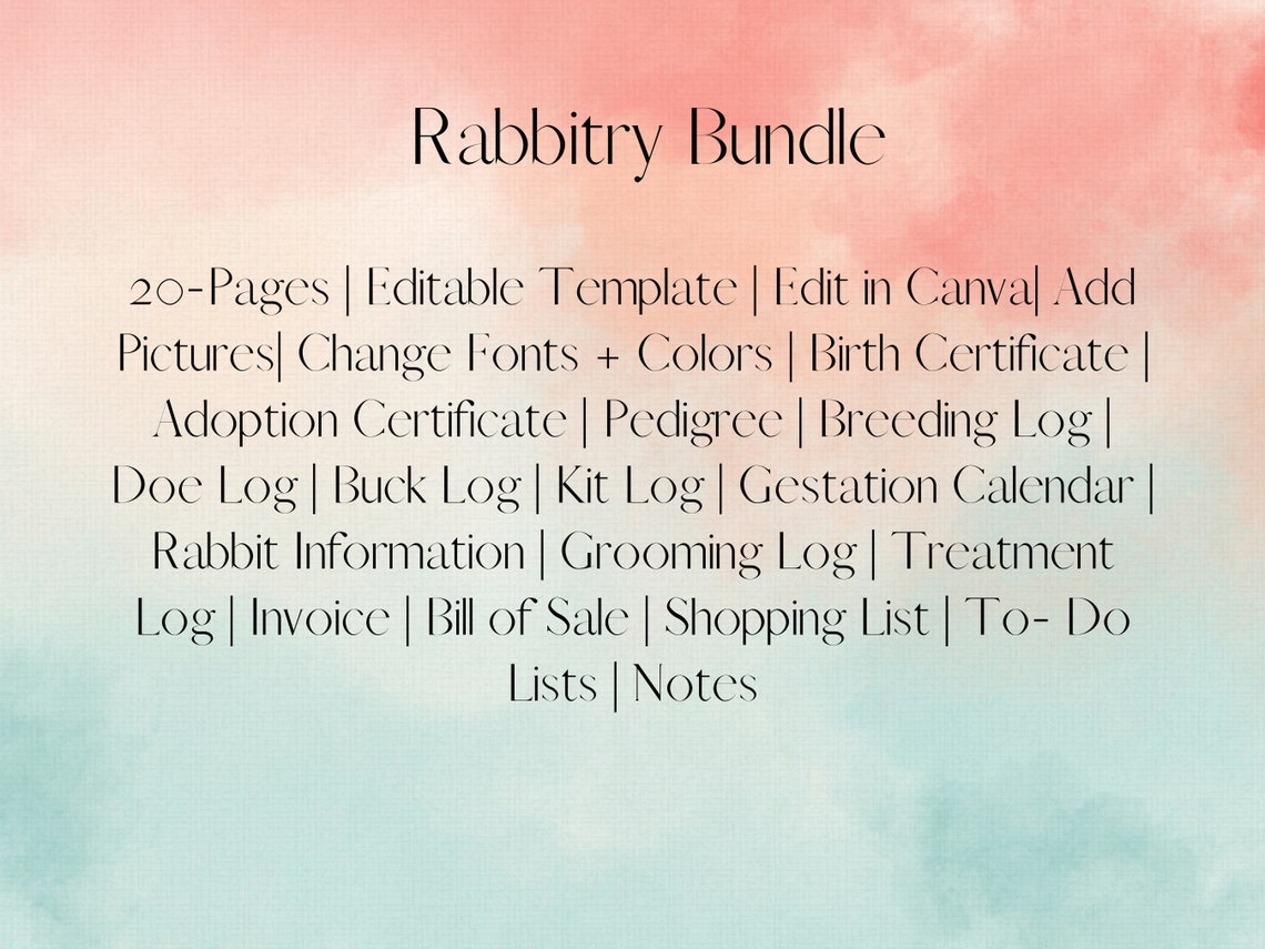 Editable Ultimate Rabbitry Bundle | Ultimate Rabbitry Record Keeping