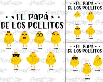 Personalized El Papa De Los Pollitos Png, Funny Father's Day Png, Cute Chick Png, Pollitos, Rooster, Papa, El Mejor Papá Del Mundo Png