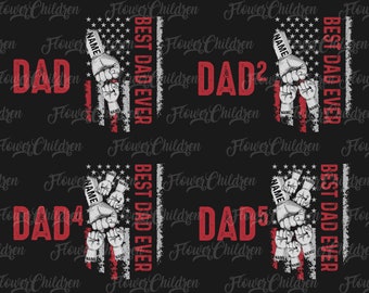Personalized Top Dad Png, Fist Bump Set Png, Dad Hand Fist Bump Png, Happy Father's Day Png, Custom Number And Hands, Top Dad Png