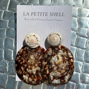 Shell Earrings|Brown Limpet|Seashell Earrings|Fall Shell Earrings|Earrings for beach wedding|Coastal Earrings|Tortis Pattern earrings