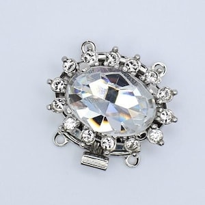 Ornate Art Deco Oval Crystal Two String Clasp, Bracelet Clasp, Necklace Clasp, Vintage Clasp, Crystal Clasp, Jewellery Clasp