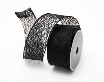 Farrisilk Black Cobwebs Ribbon