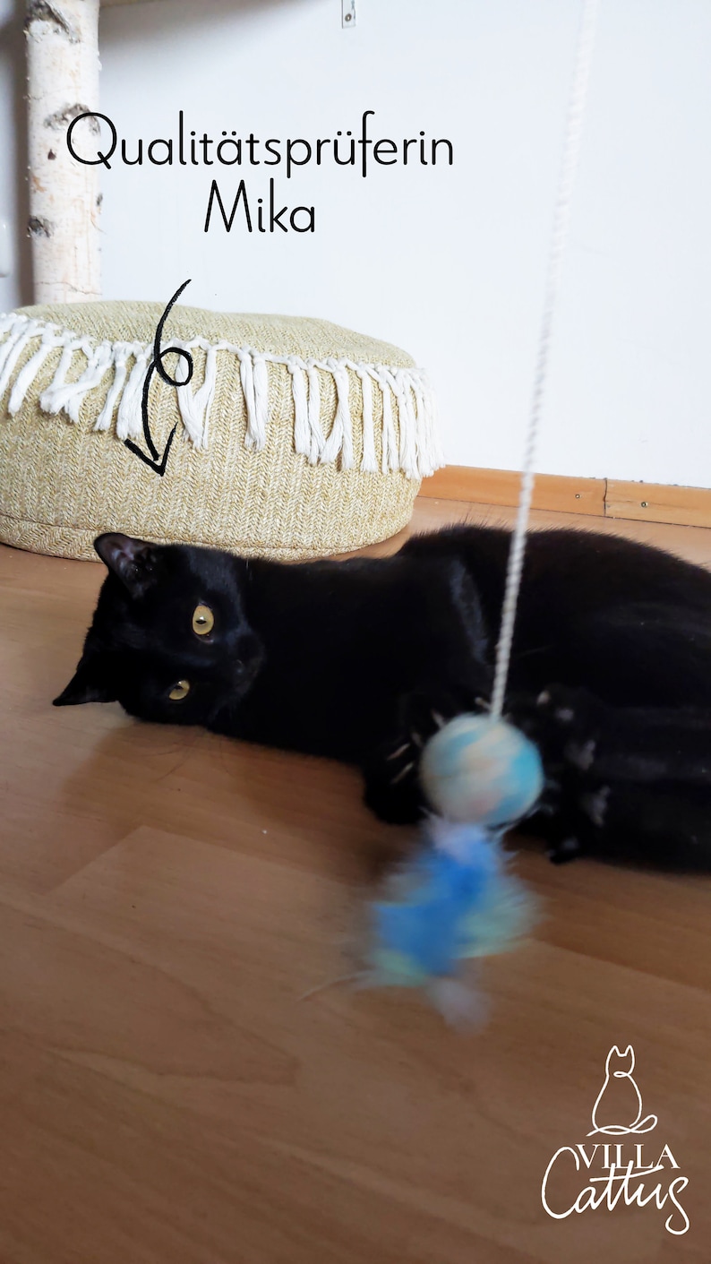 Katzenangel System Mika, Katzenspielzeug, Federspielzeug für Katzen, Filzball mit Glöckchen blau Bild 7