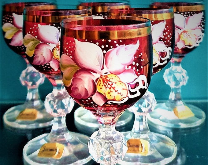 Featured listing image: Ornamental glass from Bohemia Set of 6 glasses
